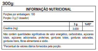 Tabela creatina 300g