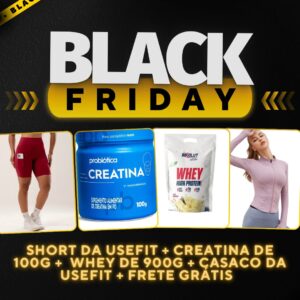 Kit Short Usefit + Whey 900g + Creatina 100g + Casaco Usefit
